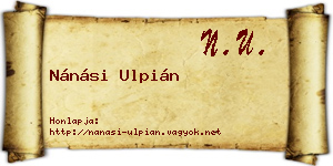 Nánási Ulpián névjegykártya